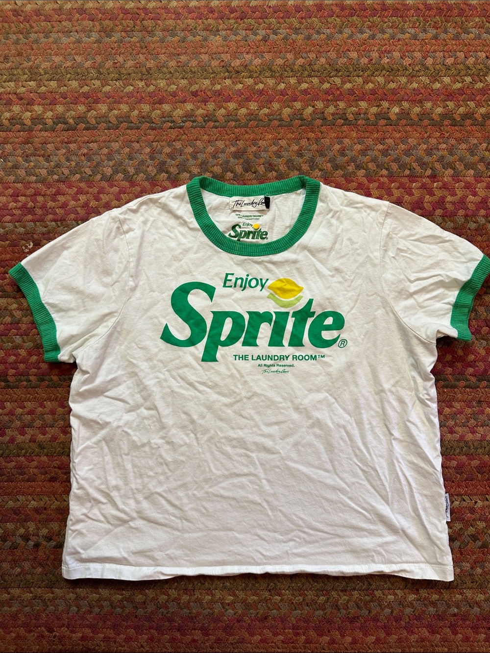 THE LAUNDRY ROOM Enjoy Sprite White Ringer Tee with Green Trim
